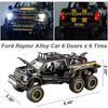 1/24 Scale Toy Pickup Trucks, Truck Toy, Ford F150 Diecast Metal Pickup with Sound and Light, 6x6 Off-Road Pull Back Trucks with Motorcycle for Kids