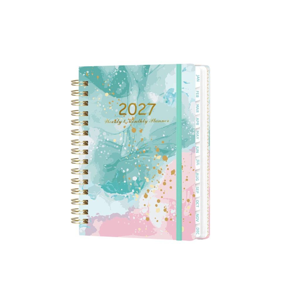 A5 Agenda Book Floral Pattern Daily Planner Book Portable 2027 Schedule Book  Students