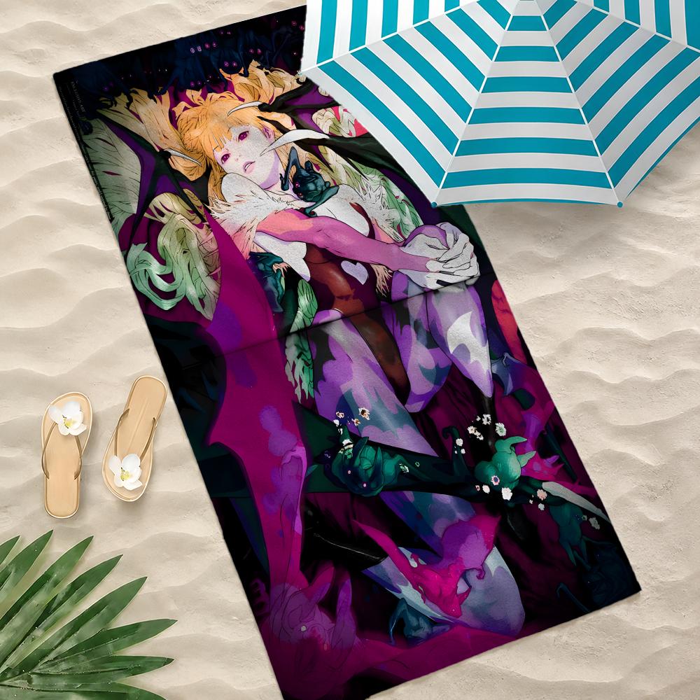 Game Morrigan Aensland Towel Microfiber Beach Towel Quick Dry Absorbent Soft for Swimming Yoga Resort Travel Camping