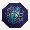 Elegant Evil Eye Decorative Plate Blue and Gold Mandala DesignUmbrella, Portable 3-Fold Compact Umbrella for Men & Women ES58