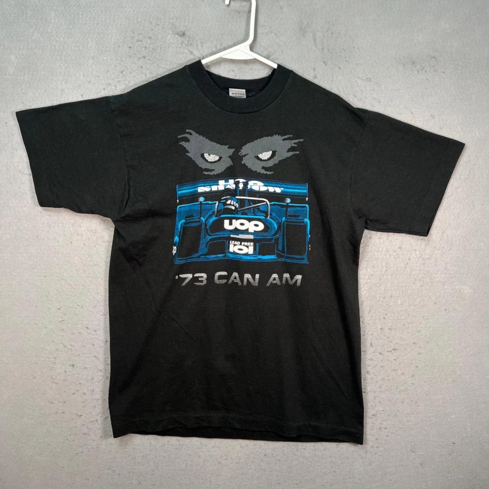 Vintage 90s 1973 Can Am Shadow UOP Racing T-Shirt Black Mens Size Large USA Made M