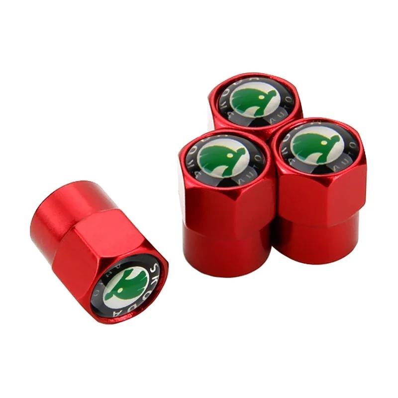 BASQ5 4pcs Car Tyre Wheel Stem Air Valve Cover Caps for Skoda Octavia Rapid Citigo Fabia Kamiq Karoq Kodiaq Roomster Scala Superb Yeti