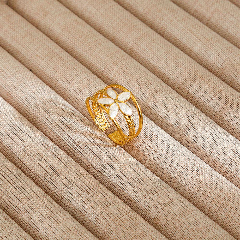 1Pcs Stainless Steel Ring Set with Zirconia, Metal Style Finger Ring, Index Finger Ring