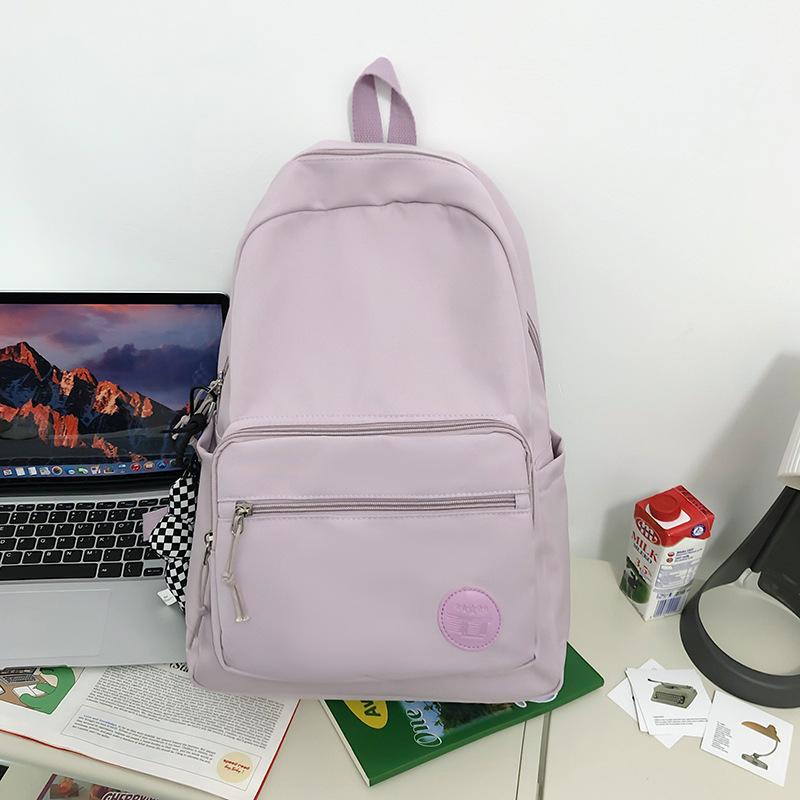 

Простой и универсальный женский рюкзак для кампуса, однотонный, большой вместимости, школьный рюкзак для старшеклассников, повседневный рюкзак для компьютера фиолетовый