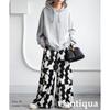[antiqua] [Antica] Monotone Pattern Pants Ladies Bottoms PO-00189 Large 05 Black X White
