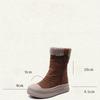 Johnature Genuine Leather Warm Plush Mid-calf Boots Casual Thick Soled Side Zipper Women's Boots