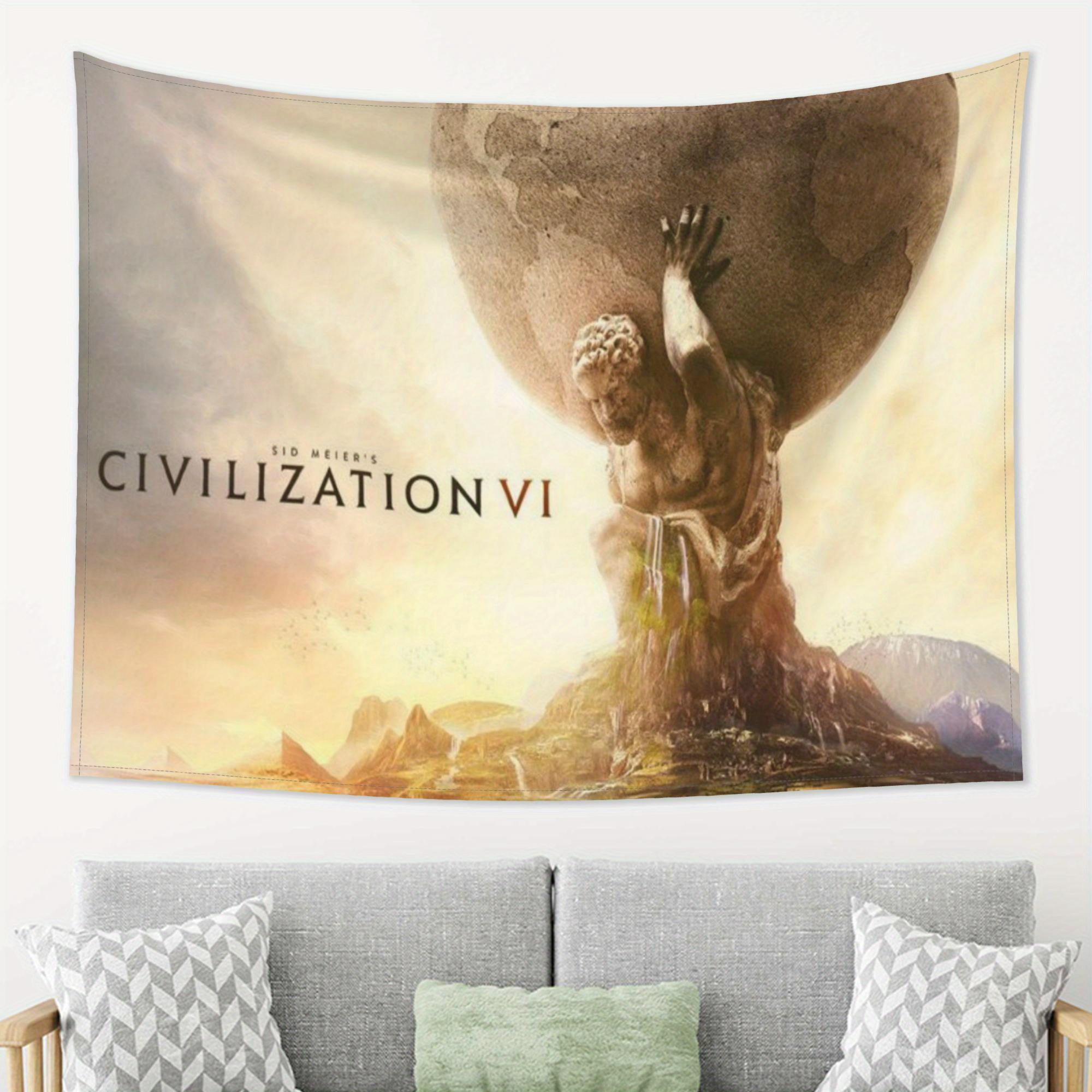 

Тканое панно Civilization VI Отпразднуйте эпические стратегические игры с дизайном Mythical Atlas Идеально для домашнего декора 74x94cm(29x37in)