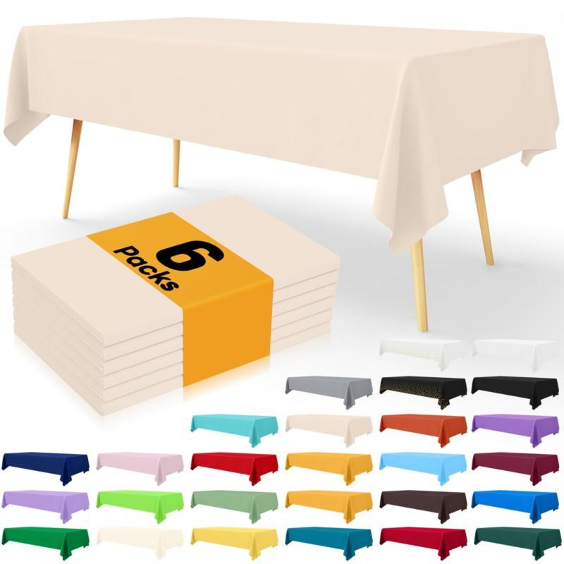 Homaxy Versatile Disposable Table Cloth  Plastic Waterproof Tablecloth Decorative Rectangle Table Covers of Party Camping Picnic