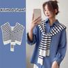 Striped Knitted Shawl Thin Warm Shoulder Wrap Trendy Shoulder Protection Scarf  Korean Style