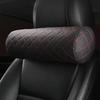 Luxury Car Seat Neck Pillow Headrest Car Leather Memory Chair Cervical Pillow Office Chair Seat Breathable Cylindrical Headrest