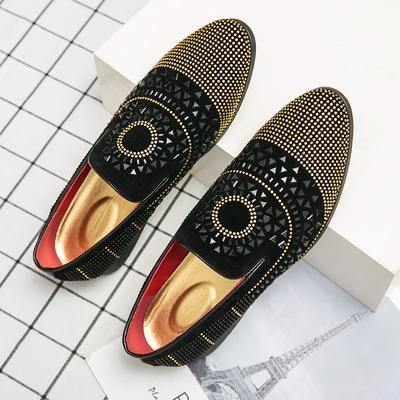 Pantofi Loafers de Modă pentru Bărbați cu Strass Piele de Căprioară Catifea Cristal Pantofi Mocasini cu Imprimeu Casual pentru Bărbați Pantofi Oxford Bărbați Petrecere Condus Pantofi Flats