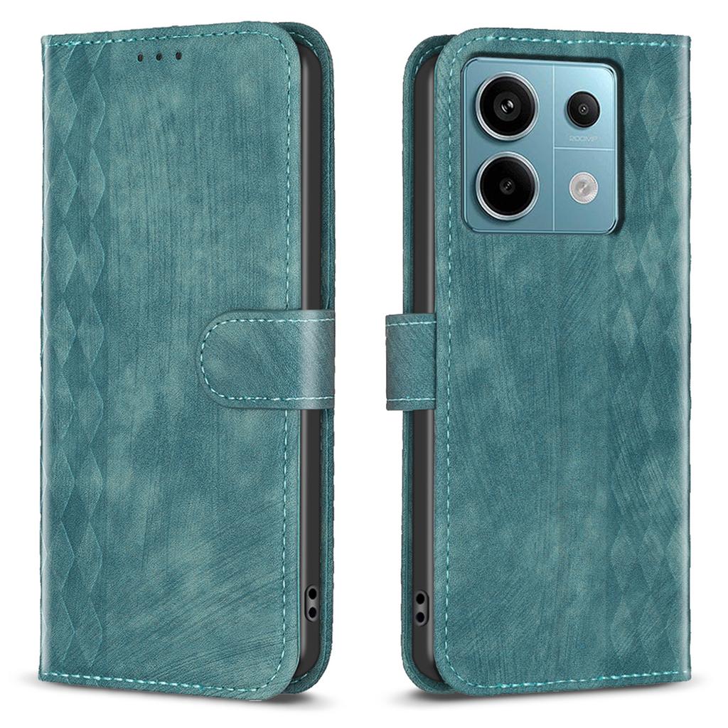 For Xiaomi Redmi Note 13 Pro 4G/Poco M6 Pro 4G Leather Case Flip Phone Cover with TPU Inner Shell Grid Pattern