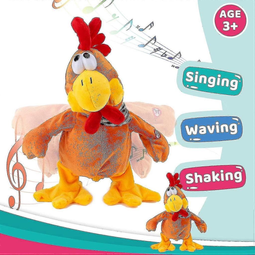 Electric Chick Stuffed Animal Squawking Chicken Musical Walking Singing Waving Rooster
