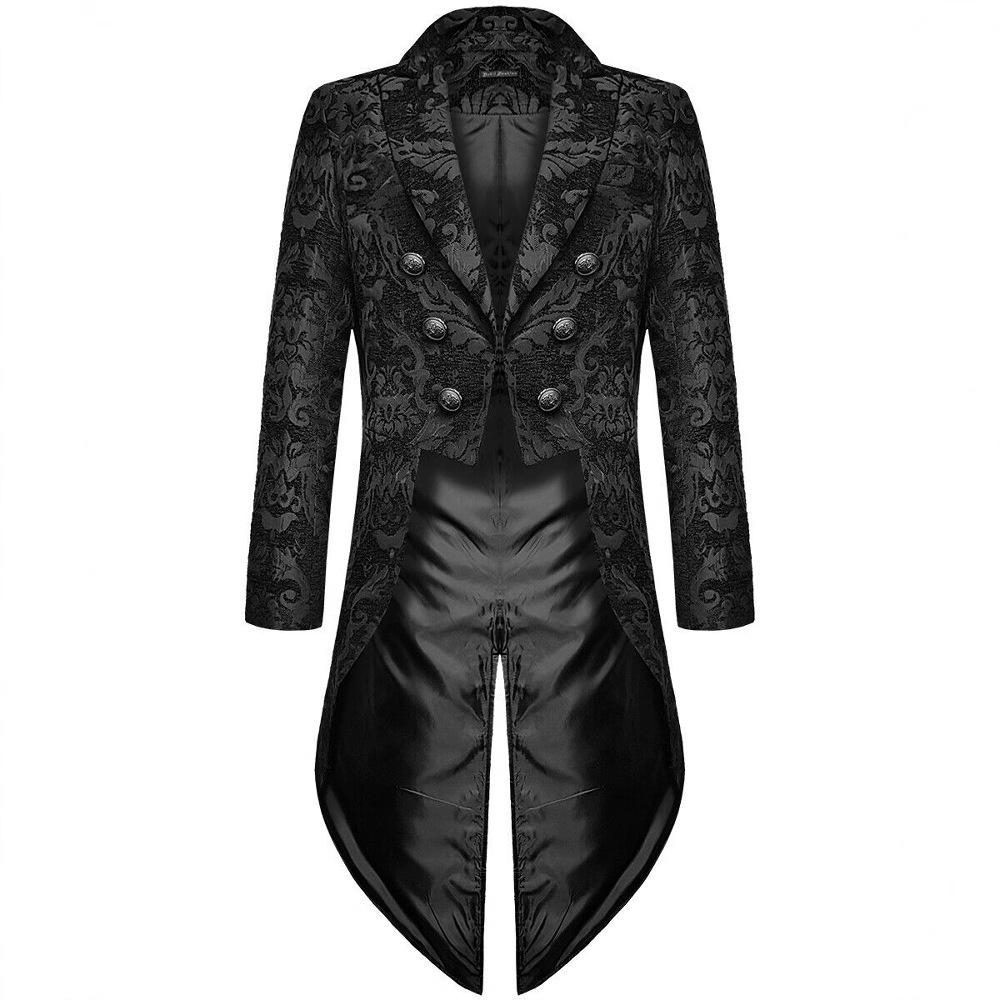 Herren Gotische Steampunk Brokat Frackjacke
