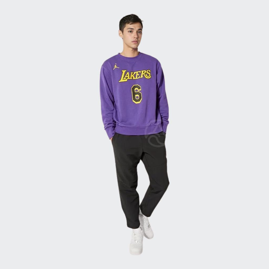 Jordan Los Angeles Lakers NBA Print Crew Neck Long Sleeve Sweatshirt Men Tops Purple DR2409-504