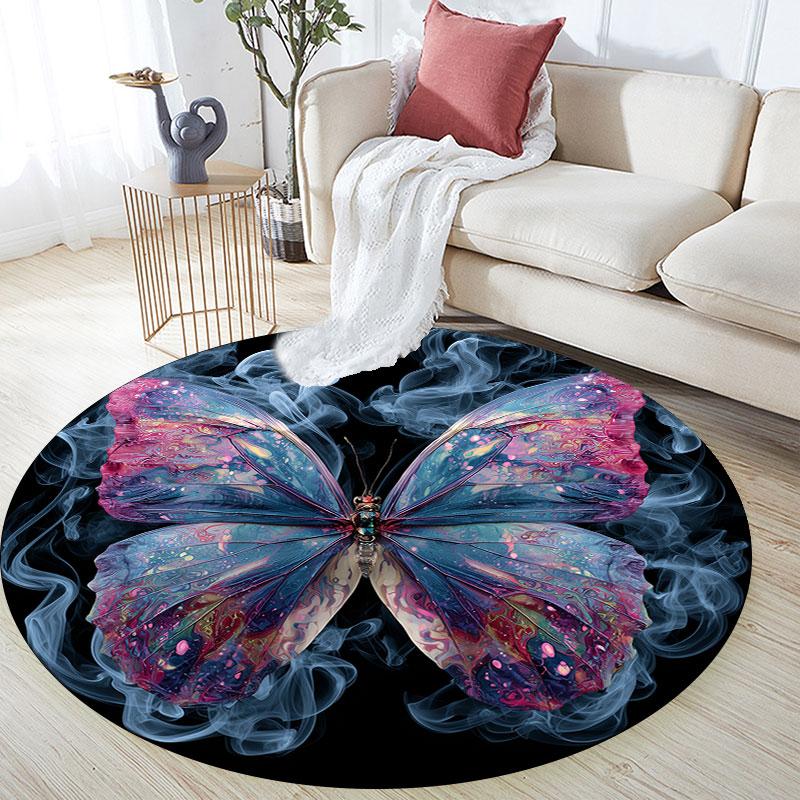 Butterflies Pattern Round rug,Carpet Rug for Living Room Bedroom Playroom ,Non-slip Floor Mat,Holiday Gifts and Birthday Gifts.