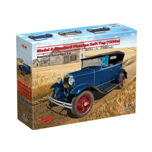 ICM 1/24 Scale Ford Model A Phaeton Soft Top (1930s) Plastic Model Kit 24050