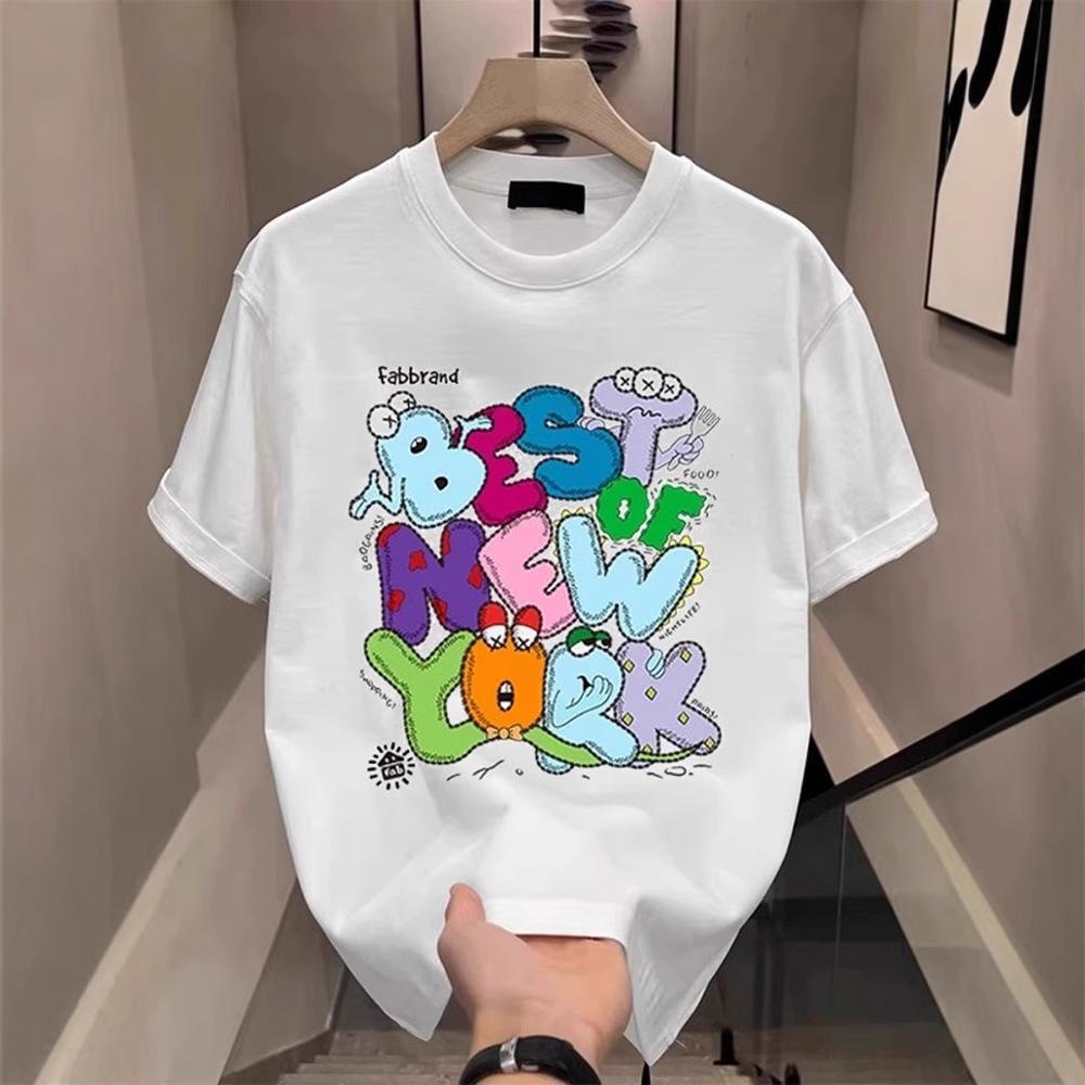 Trendy Brand Short-Sleeved Pure Cotton Men'S Printed T-Shirt Trendy Men'S And Women'S Versatile Round Neck T-Shirt Men'S