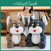 Plush Mink Dog Pillow Doll Cute Gray And Brown Stuffed Animal For Boys Birthday Gift