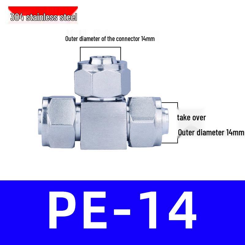 Trachea Quick-Connect T-Nozzle Adapter for Air Pumps and Compressors, with PE Pneumatic Lock Nut, Reducer, and PEG4 6/8mm Compatibility.
