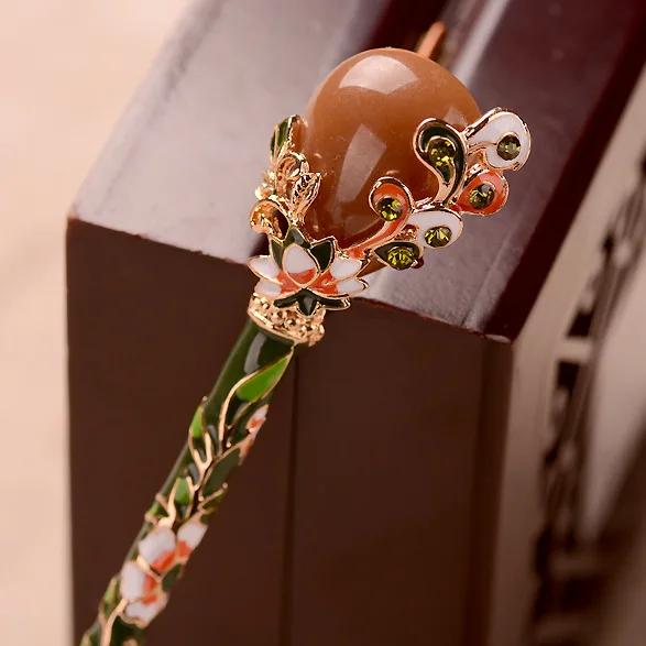 Retro Jade Haarnadel Damen Pan Haar Imitation Jade Kopfschmuck Legierung Haarnadel Palast Klassische Haarnadel Kopfschmuck Schmuck