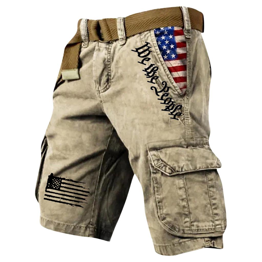 Men's Summer Printed Outdoor Shorts Men's Loose Multi-Pocket Shorts