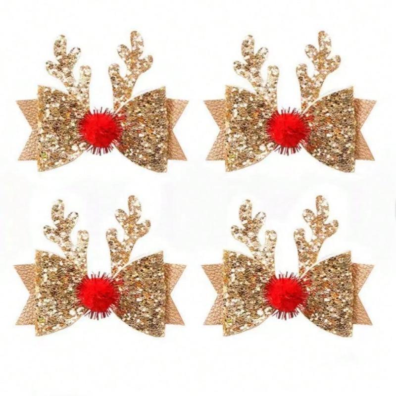 1pc Pet Cat Dog Bow Deer Theme Hair Clips, Suitable For Daily Use/Christmas