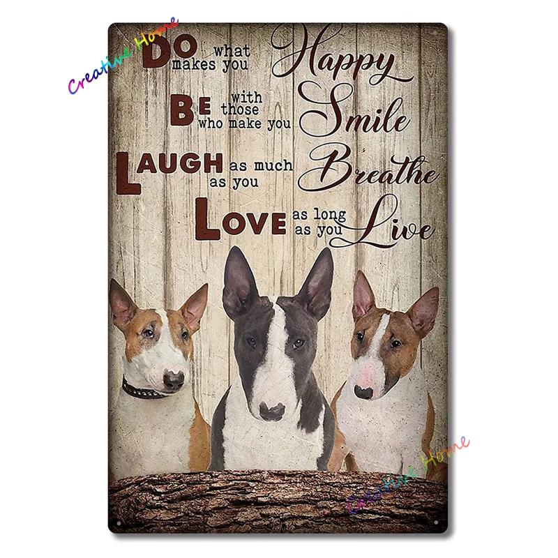 Bullterrier Retro Blechschild Bullterrier Liebhaber Es war einmal Mädchen und Hund Wandkunst Poster für Pub Bar Männerhöhle 8x12 Zoll
