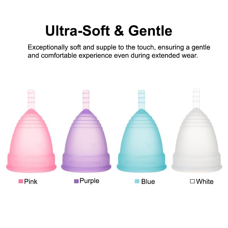 Medical Silicone Menstrual Cup – Leak-Free, Reusable Period Cup for Women, Up to 12 Hours Protection, Soft & Comfortable XS/S/L 4 Colors