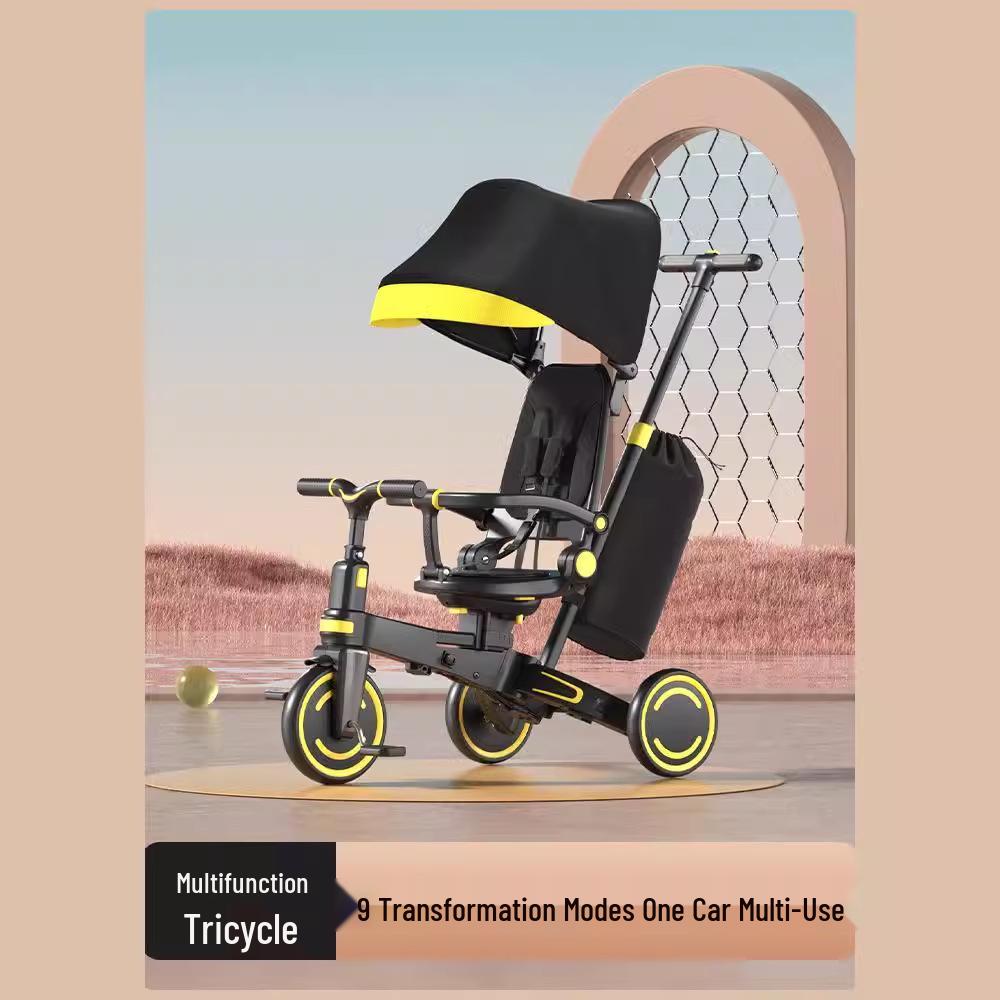 Portable Folding Tricycle with Canopy & Storage for Ages 1-6 - Multi-Form Baby Stroller Bike