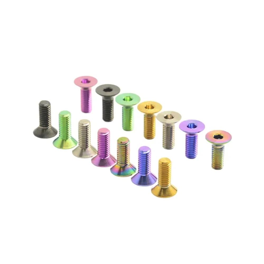5 Stück/Los Lila Grün Gold M3 x 4 5 6 8 10 12 14 15 16 18 20 mm TC4 GR5 Titanlegierung Schrauben Flachsenkkopf Innensechskant