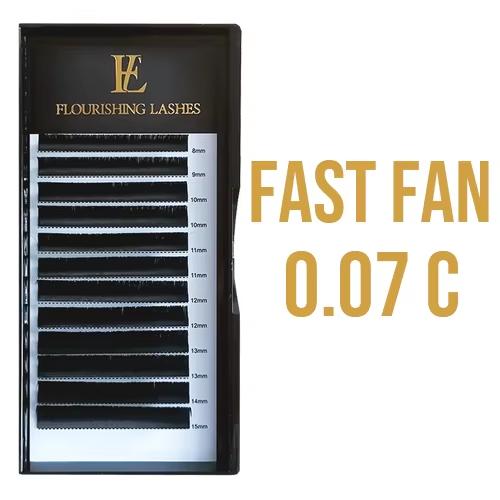 Flourishing Lashes Mega Volume Natural Long Korean PBT Fibers Handmade Matte Black Super Soft Easy Fan Eyelash Extensions Rapid
