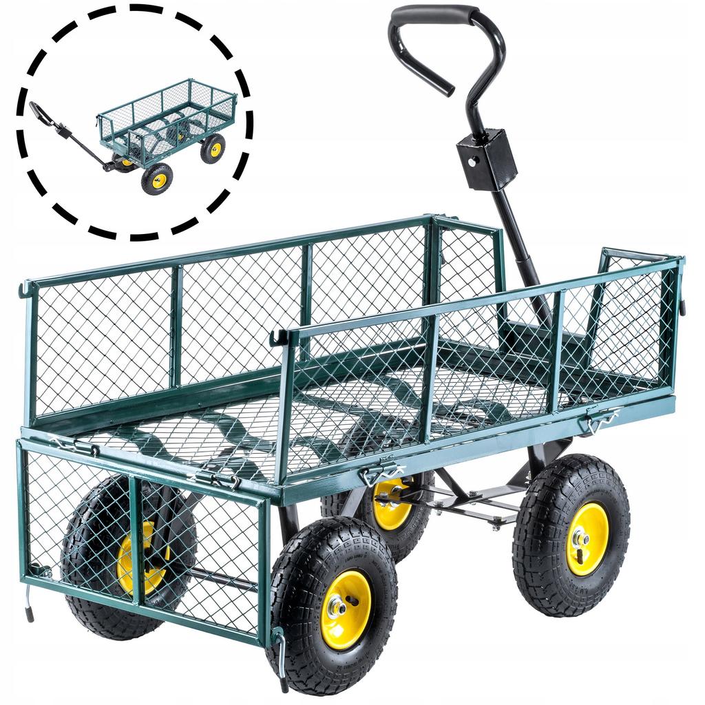 KADAX Wózek Ogrodowy Taczka Transportowy Plażowy Przyczepka 300kg Z Plandeką Duży