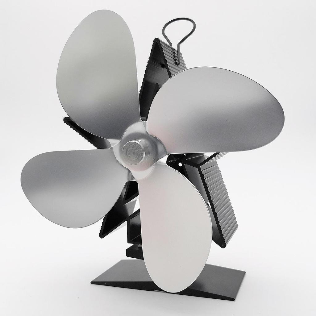 Silent Heat-Powered Four-Leaf Wood Stove Fan - Christmas Star Model