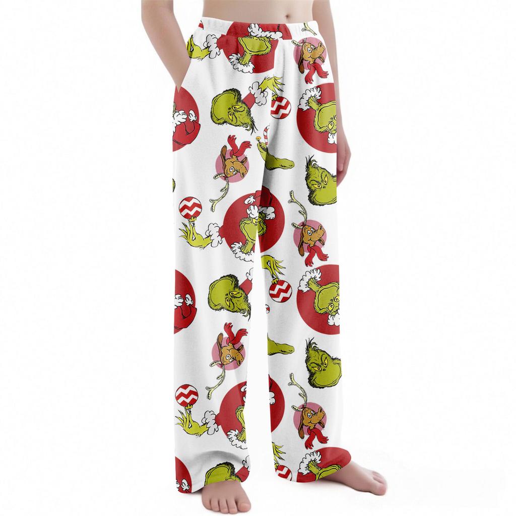 Dětské vánoční kalhoty s potiskem plyšové ležérní kalhoty