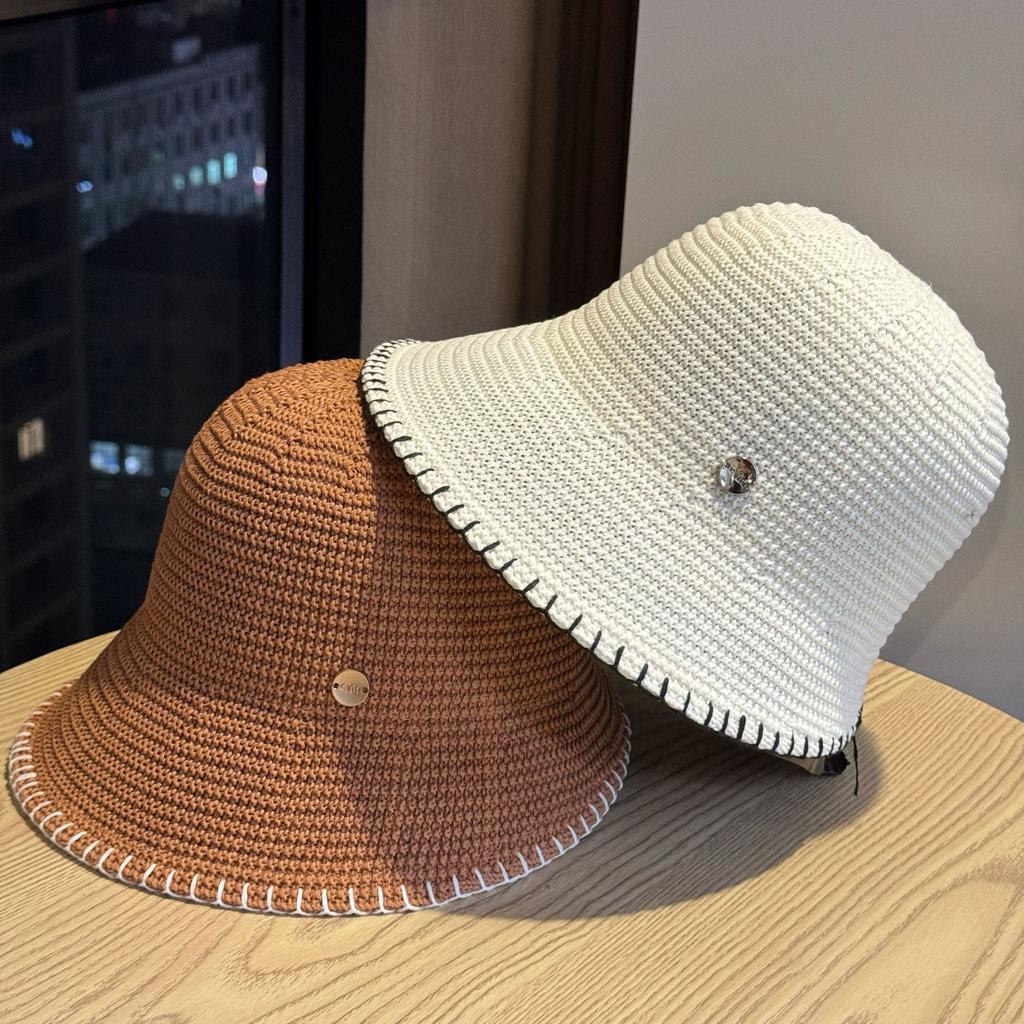 Korean-style solid color cotton fisherman hat for women, versatile for spring and summer, sun protection bucket hat, trendy bucket hat for outings