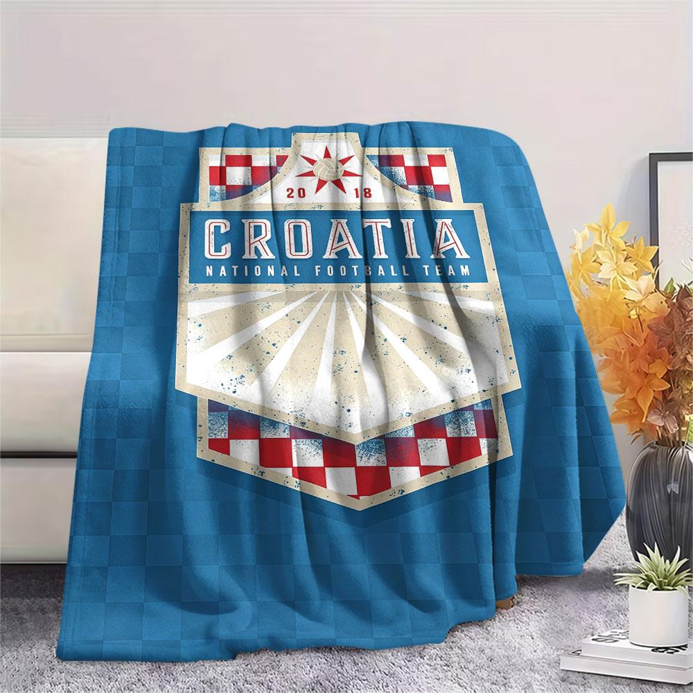 Kroatien Fußball Aufgedruckte Flanelldecke, weicher Überwurf für Schlafzimmer Sofa, waschbar, Fußballfan Artikel, tolles Geschenk.