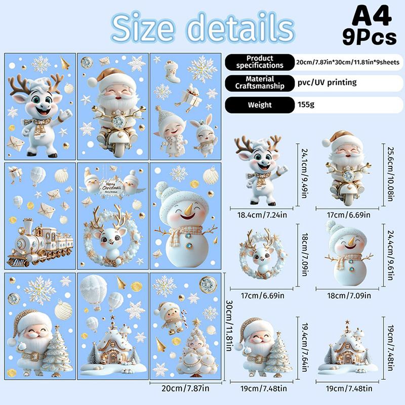 Christmas Window Stickers Decorations Static Stickers Wall Sticker Kids Room Wall Decals Merry Christmas Decorations