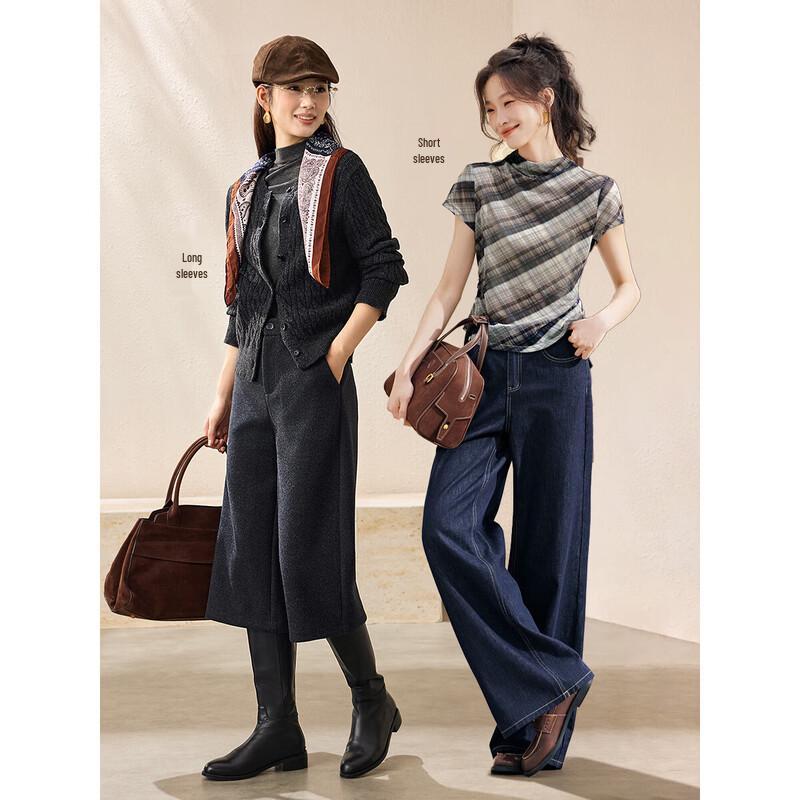 Mohan Yimei Women's Autumn Half-High Collar Slimming T-Shirt