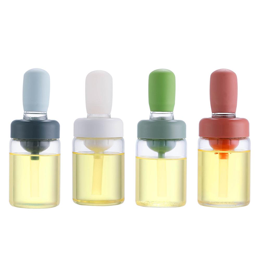 Oil Bottle with Silicone Brush Oil Dispenser Silicone Dropper Measuring Oil Container for Kitchen Cooking Frying Baking