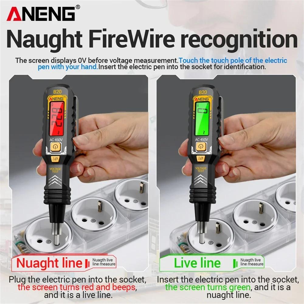 2026 ANENG B20 Voltage Tester Pen Dual-use Screwdriver Double Head Insulated Slotted Cross Pen Screw Driver Repair Meter Hand Tools Digital Display