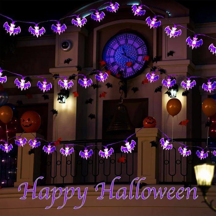 Guirlande lumineuse Halloween - AIMOONSA - Guirlande chauve-souris 20 LED violet - 3 m - À piles - Minuterie