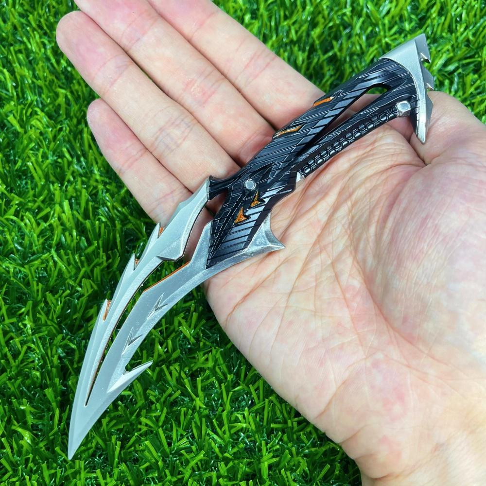 Katana Valorant de 7.1 pulgadas Hoja Blackwave Espada de Metal Anime Cuchillo Ninja Accesorio de Cosplay Tamaño Real Katana Japonesa Espada Samurai Juguete