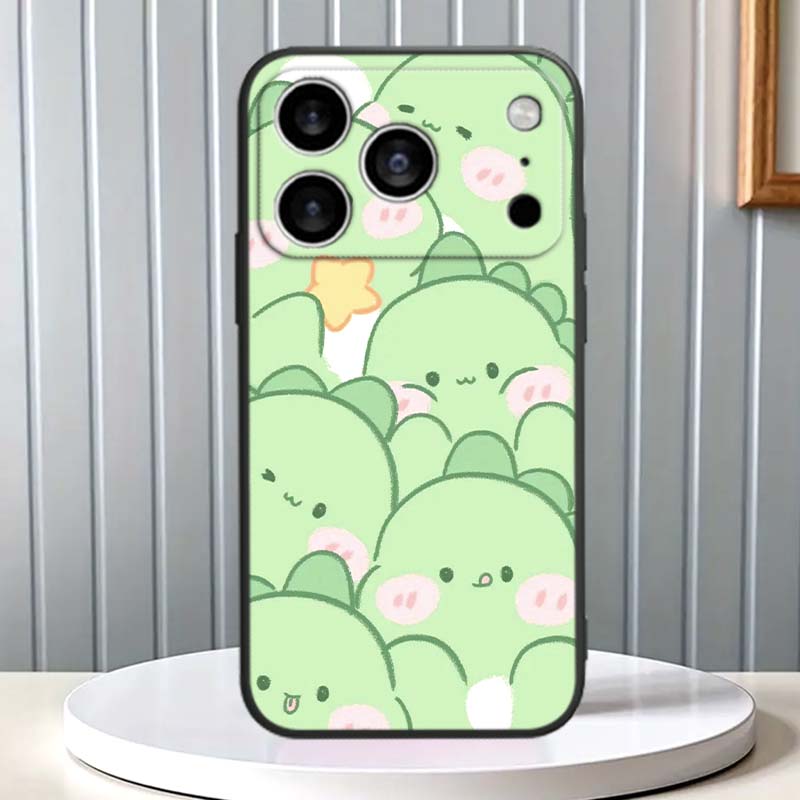 Cartoon Animals Cute Phone Case For Apple iPhone 17 16 16E 15 14 13 12 11 Pro Max Plus Black Soft Silicone