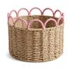 Basket with Raised Pink Rope Arch Border Handmade for Bedroom