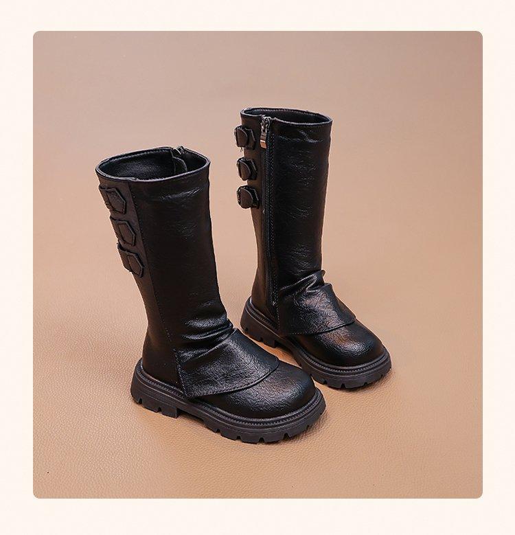 

Издание из мягкой кожи~ Детские сапоги до колена для девочек 2025 Осень и Зима Новые Брюки Высокие Кожаные Сапоги Дети постарше 30 yards inner length 18.9 cm чёрный