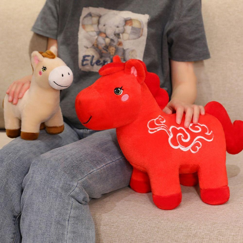 Letter Print Plush Horse Doll Soft Stuffed Horse Stuffed Animal Zodiac Horse Figurine  Car Decor