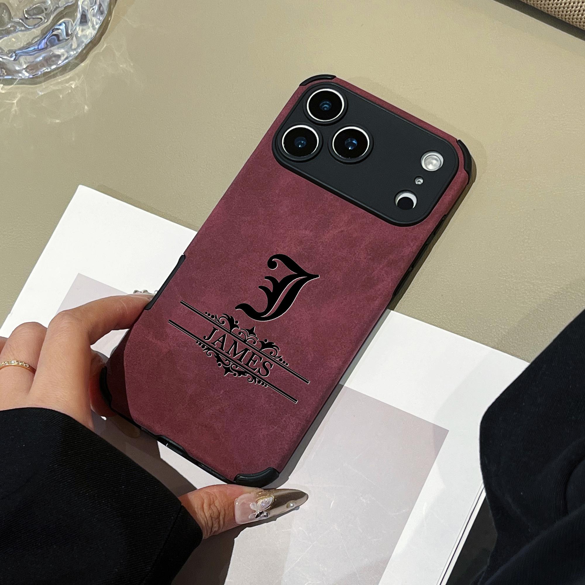 

Custom Letters DIY Name Gothic Pattern Artificial Leather Phone Case Gift For iPhone 17 16 15 14 13 12 11 Pro Max 17 Air Plus For iPhone 17