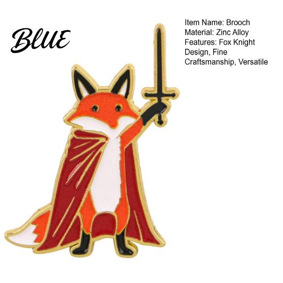 Versatile Accessory Pin Unisex Brooch Cartoon Fox Knight Design Zinc