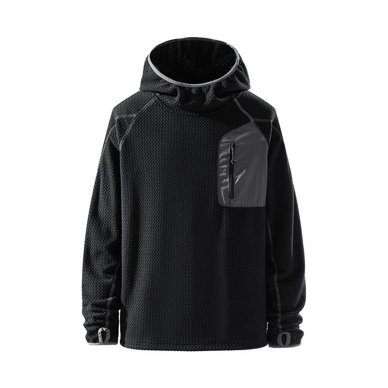 Unisex Bataan Wave Half-Zip Fleece Sweatshirt: Outdoor Warm Long Sleeve Top